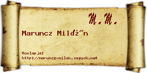 Maruncz Milán névjegykártya