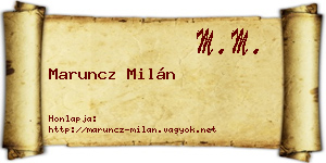 Maruncz Milán névjegykártya